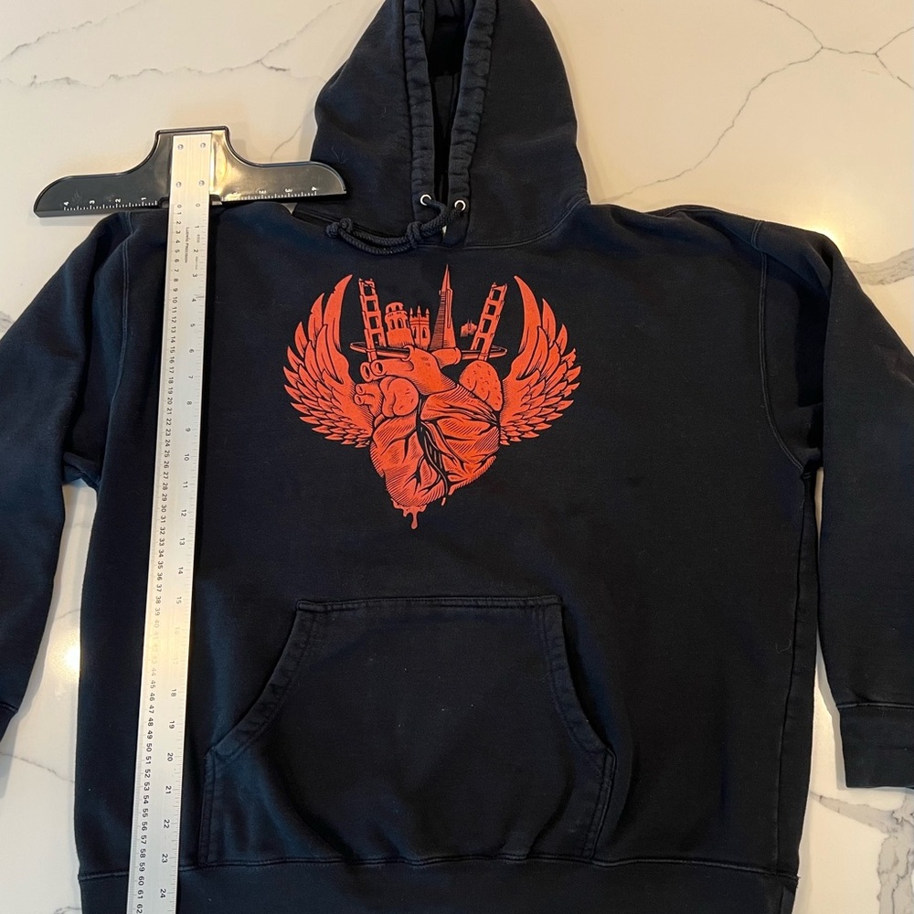 Men's Black Hoodie with Red Graphic Print